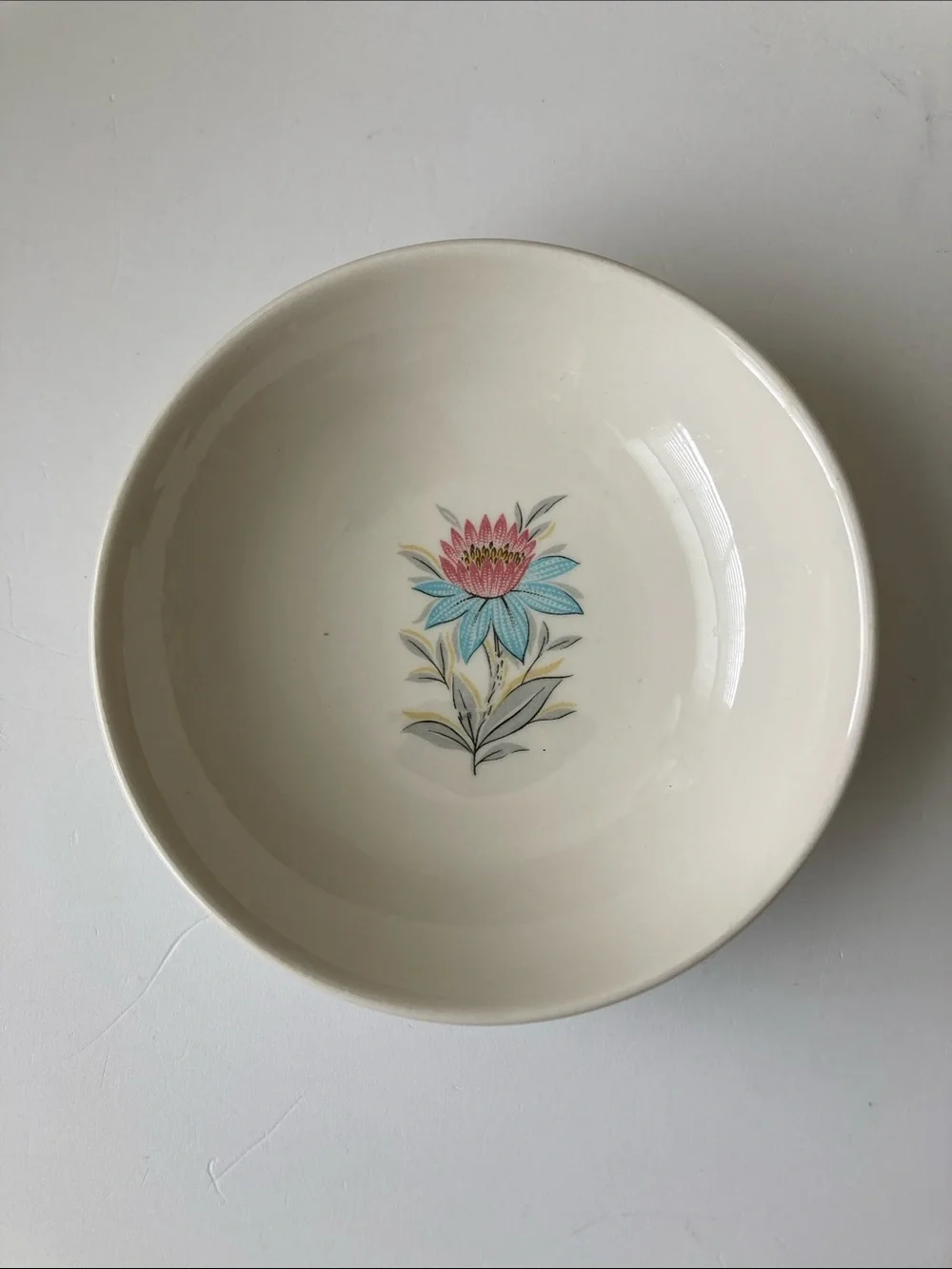 4 Vintage Steubenville Pottery Fairlane Pattern Small Round Plate Floral Set